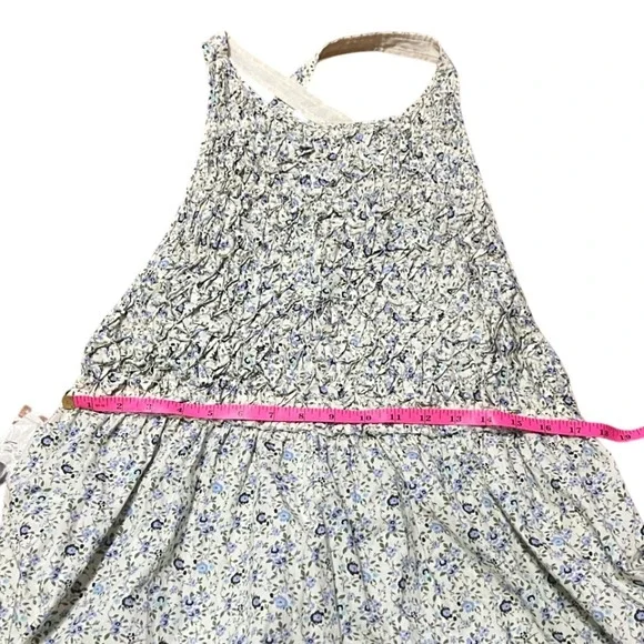 Free People Petunia Mini Dress Smocked Tea Combo Blue Size Large NWT‎ - Picture 12 of 16